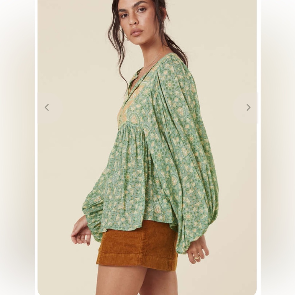 Spell & The Gypsy Collective Emerald Madame Peacock Floral Boho Blouse - Picture 4 of 8